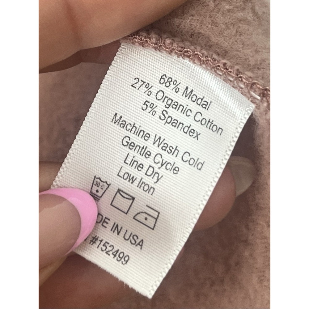 Amour Vert Mock Neck Top Minimalist Capsule Wardrobe Long Sleeve Dusty Rose Sz M - Picture 7 of 7